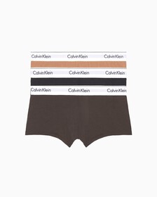MODERN COTTON 彈性自然色低腰內褲 3 件裝, Black/Woodland/Sandalwood, hi-res