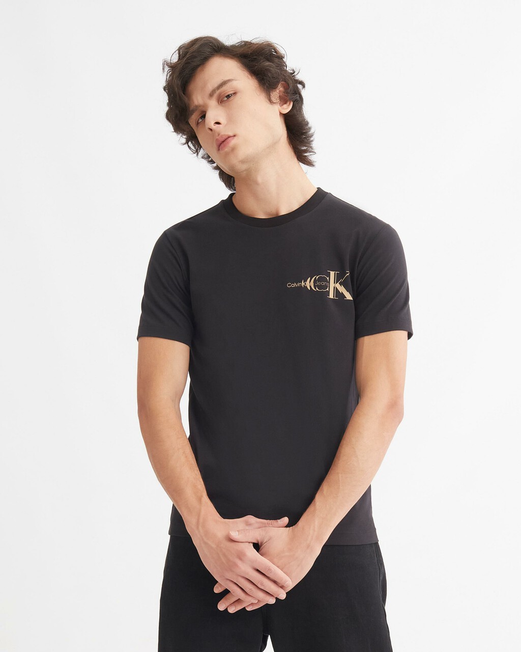PIMA COTTON STRETCH LOGO TEE, Ck Black, hi-res