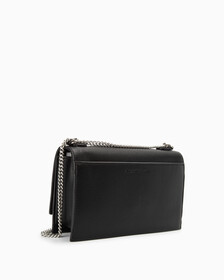FLAP CROSSBODY BAG WITH CHAIN, BLACK, hi-res