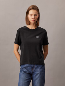 Core Essentials Monogram 刺繡 T 恤, Black, hi-res