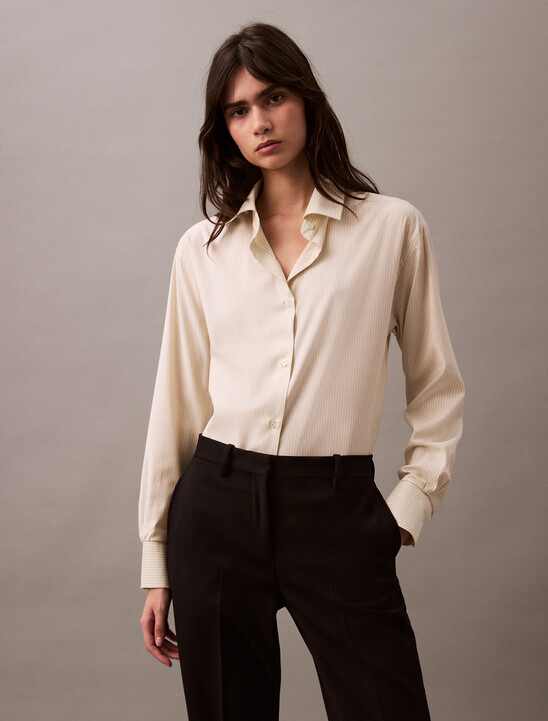 Relaxed Wool Blend Button-Down Shirt