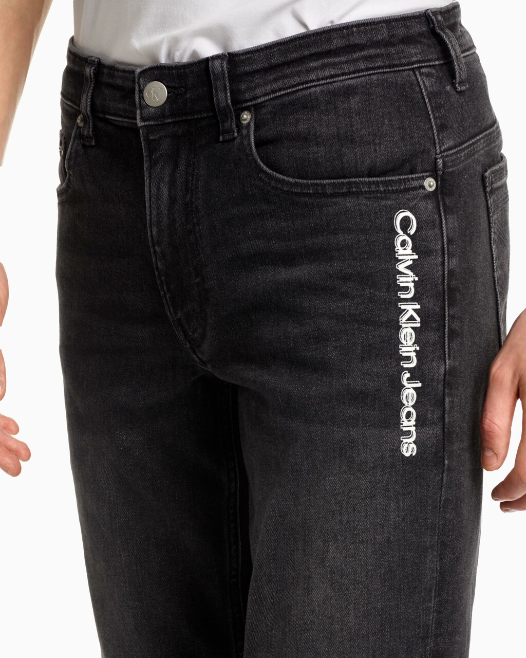 Reconsidered Ckj 027 合身牛仔褲, Black Vertical Print Logo, hi-res