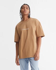 CALVIN LOGO 圓領上衣, Tigers Eye, hi-res