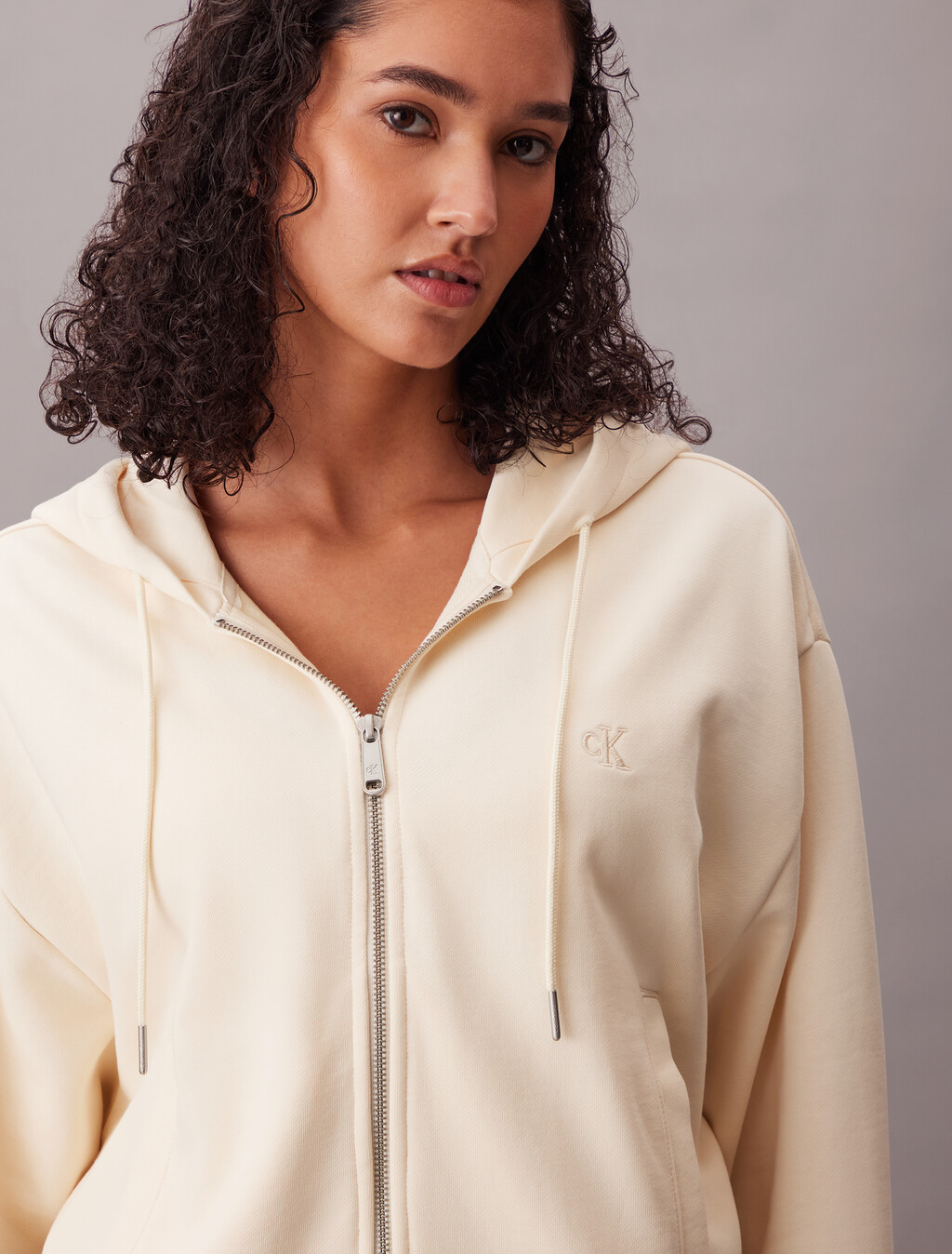 Cropped Monogram Zip-Up Hoodie, Calico, hi-res