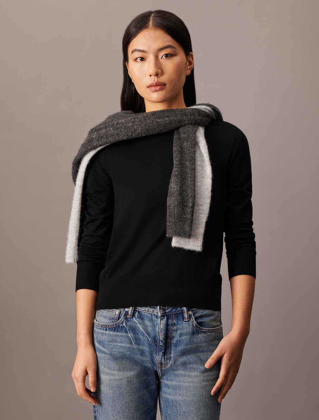 Tech Merino Crewneck Sweater, Black, hi-res