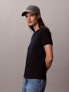 Contrast Trim Cotton Modal Tee, Dark Sapphire, hi-res