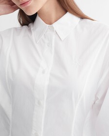 不對稱襯衫洋裝, Bright White, hi-res