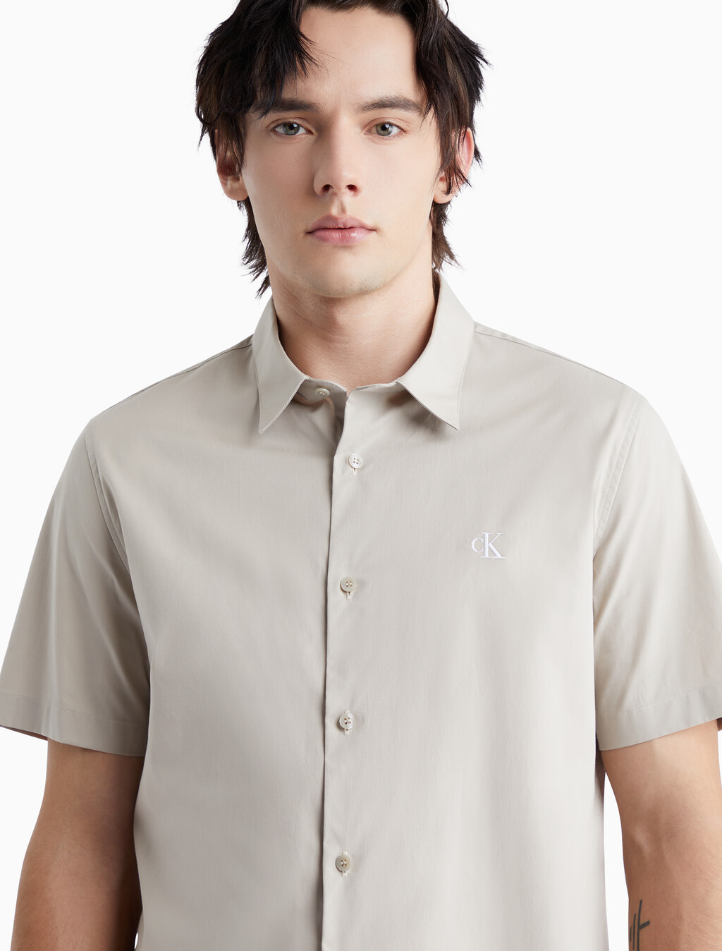 Tonal Monogram Short Sleeve Shirt, PLAZA TAUPE, hi-res