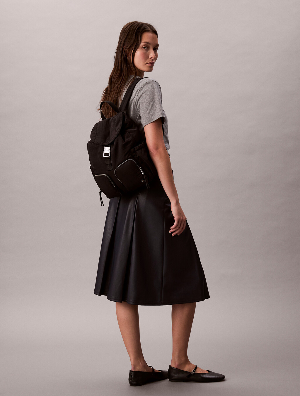 翻蓋尼龍背囊, Black, hi-res