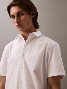 Stretch Cotton Slim Shirt, Brilliant White, hi-res