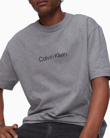 Calvin Logo 圓領上衣, Medium Grey Heather, hi-res