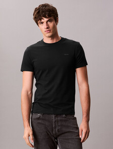 Stretch Cotton Slim Tee, Black, hi-res
