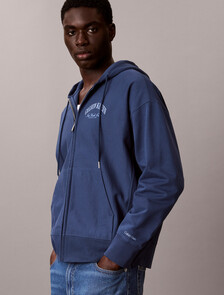Varsity Logo Zip-Up Hoodie, Dark Denim, hi-res