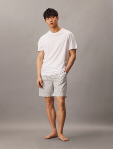Cotton Poplin Sleep Short, 18659 PLUSH MONOGRAM_4.65in+ASH, hi-res
