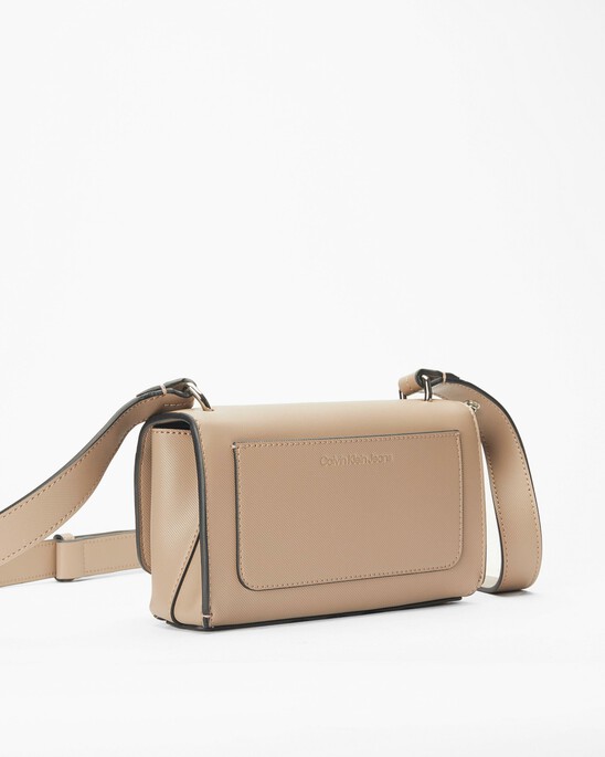 Minimal Monogram East-West Flap Textured Crossbody