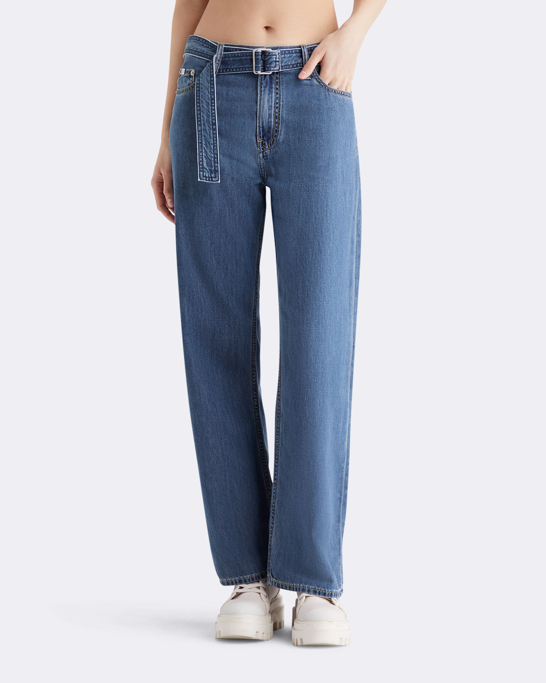 High Rise Wide Leg Jeans | blue | Calvin Klein Hong Kong