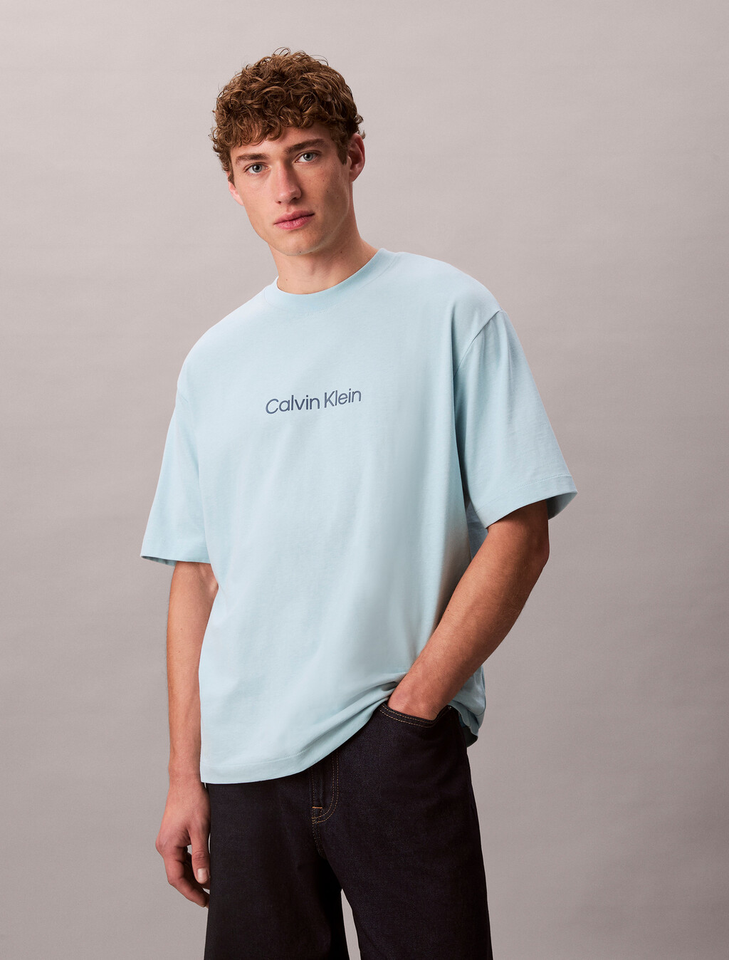 Calvin Logo Crew Neck Tee, Stratosphere, hi-res