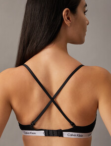 Carousel Rib Knit Lightly Lined Triangle Bra, Black, hi-res
