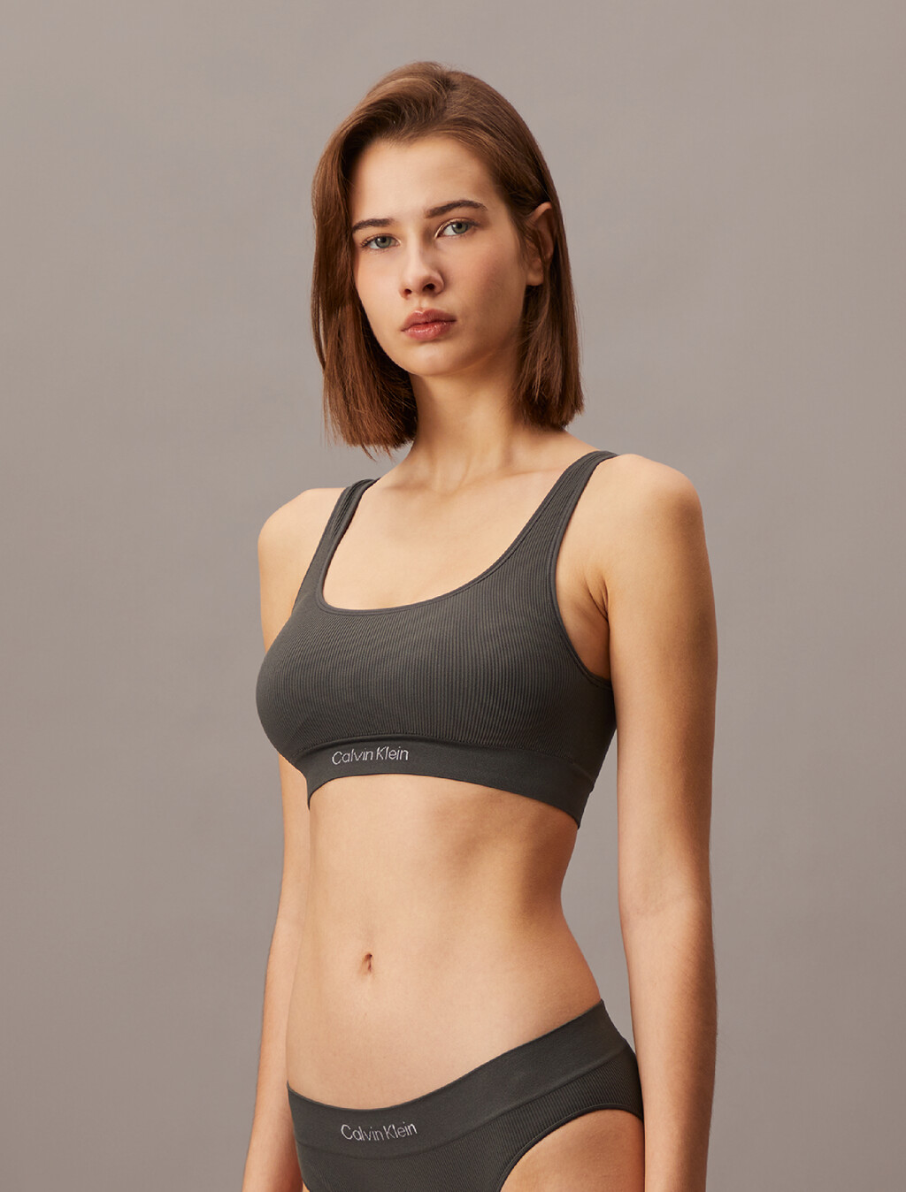 Seamless Rib Knit Lightly Lined Bralette, Ashford Grey, hi-res