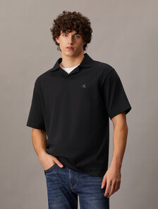 Contrast Open Collar Polo, Ck Black, hi-res