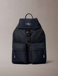 Nylon Monogram Logo Top Flap Backpack, Dark Sapphire, hi-res