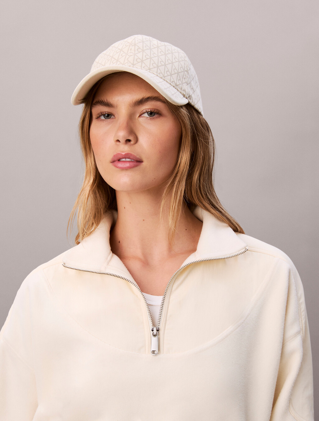 CK Emblem Print Cap, LILY WHITE AOP, hi-res