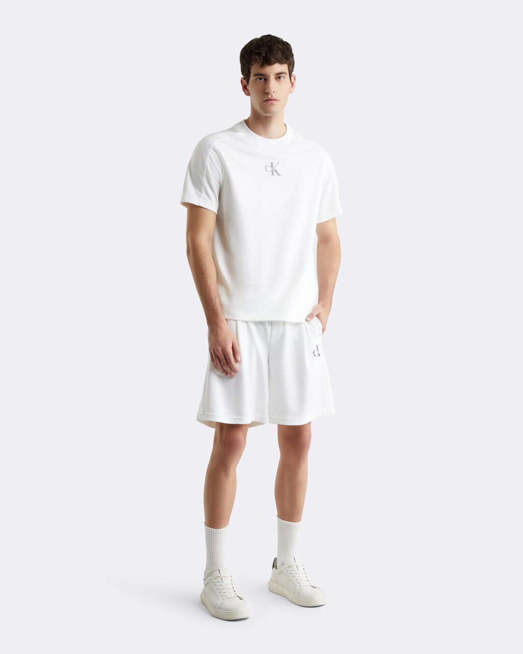 Cooling Pleated Sweat Shorts, BRIGHT WHITE, hi-res
