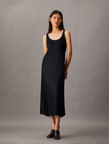 Hero Viscose Satin Slip Dress, Black, hi-res
