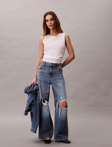 Monogram 標籤鏤空背心, Bright White, hi-res