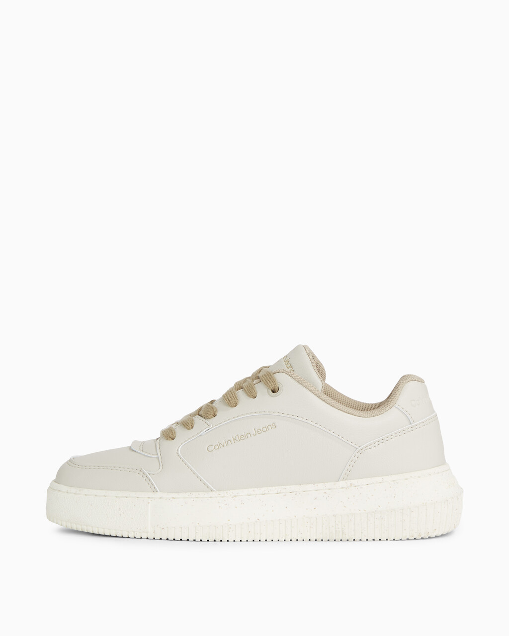 Faux Leather Trainers, Eggshell/Travertine, hi-res