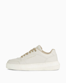 Faux Leather Trainers, Eggshell/Travertine, hi-res