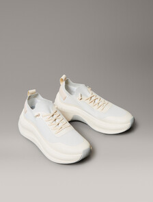 Mesh Chunky Runner Sock Trainers, Vaporous White/Light Cashew, hi-res