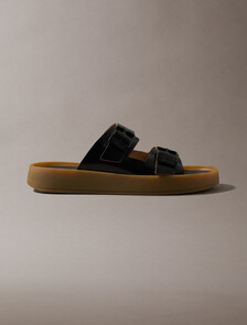 CK Milo 皮革扣環涼鞋, Black/Honey, hi-res