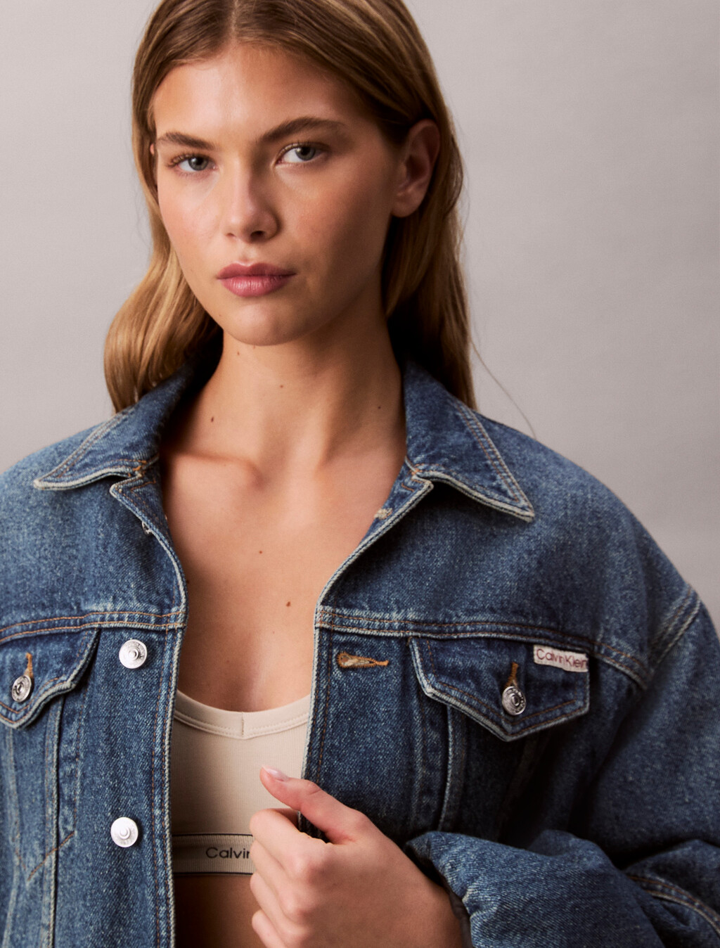 Relaxed Denim Bubble Jacket, TINTED ORCHARD, hi-res