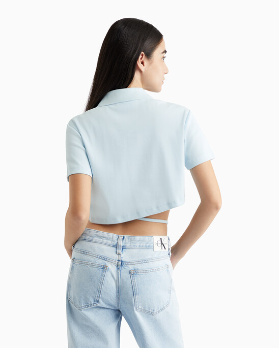 Modern Metals Cropped Polo Shirt With Logo Charm