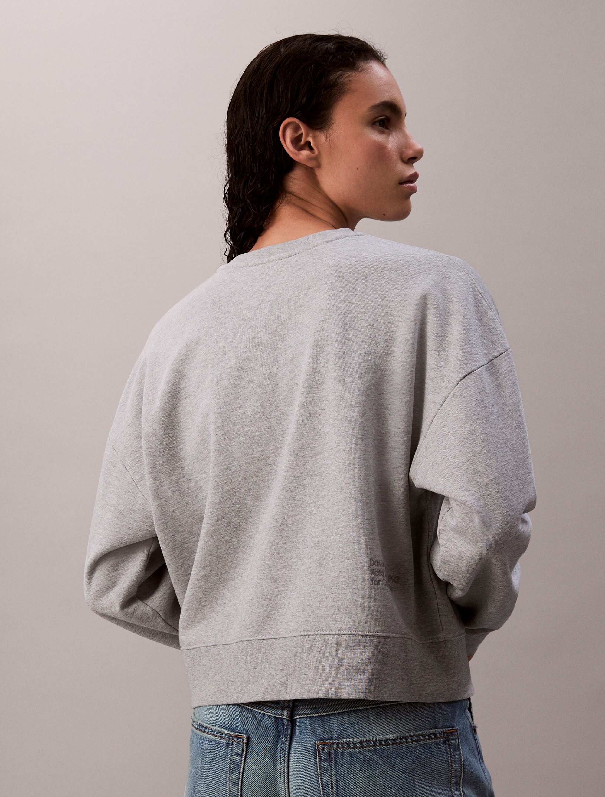 Kate Moss Terry Graphic Relaxed Sweatshirt | grey | Calvin