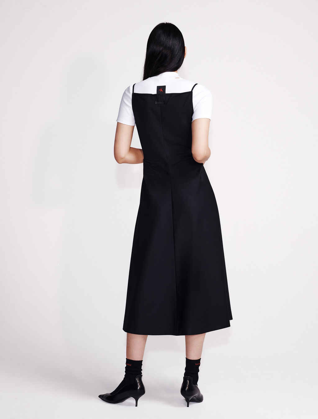 Wool Blend Tailored Dress, Black, hi-res