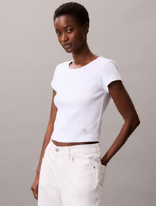 Cotton Stretch Rib Baby Tee, Brilliant White, hi-res
