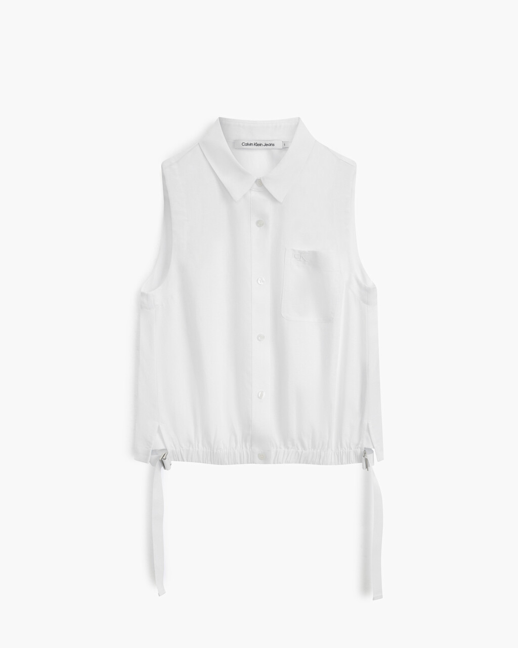 Summer Textures 側帶無袖裇衫, Bright White, hi-res