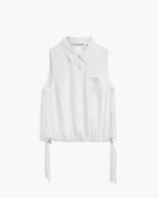 Summer Textures 側帶無袖裇衫, Bright White, hi-res