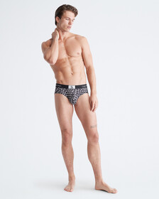 CALVIN KLEIN 1996 MICRO HIPSTER BRIEF, WARPED LOGO PRINT_BLACK, hi-res