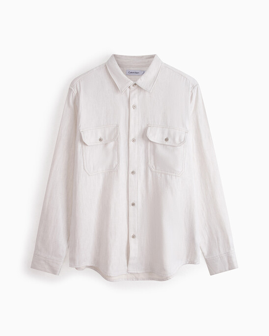 Double Pocket Melange Button-Down Shirt