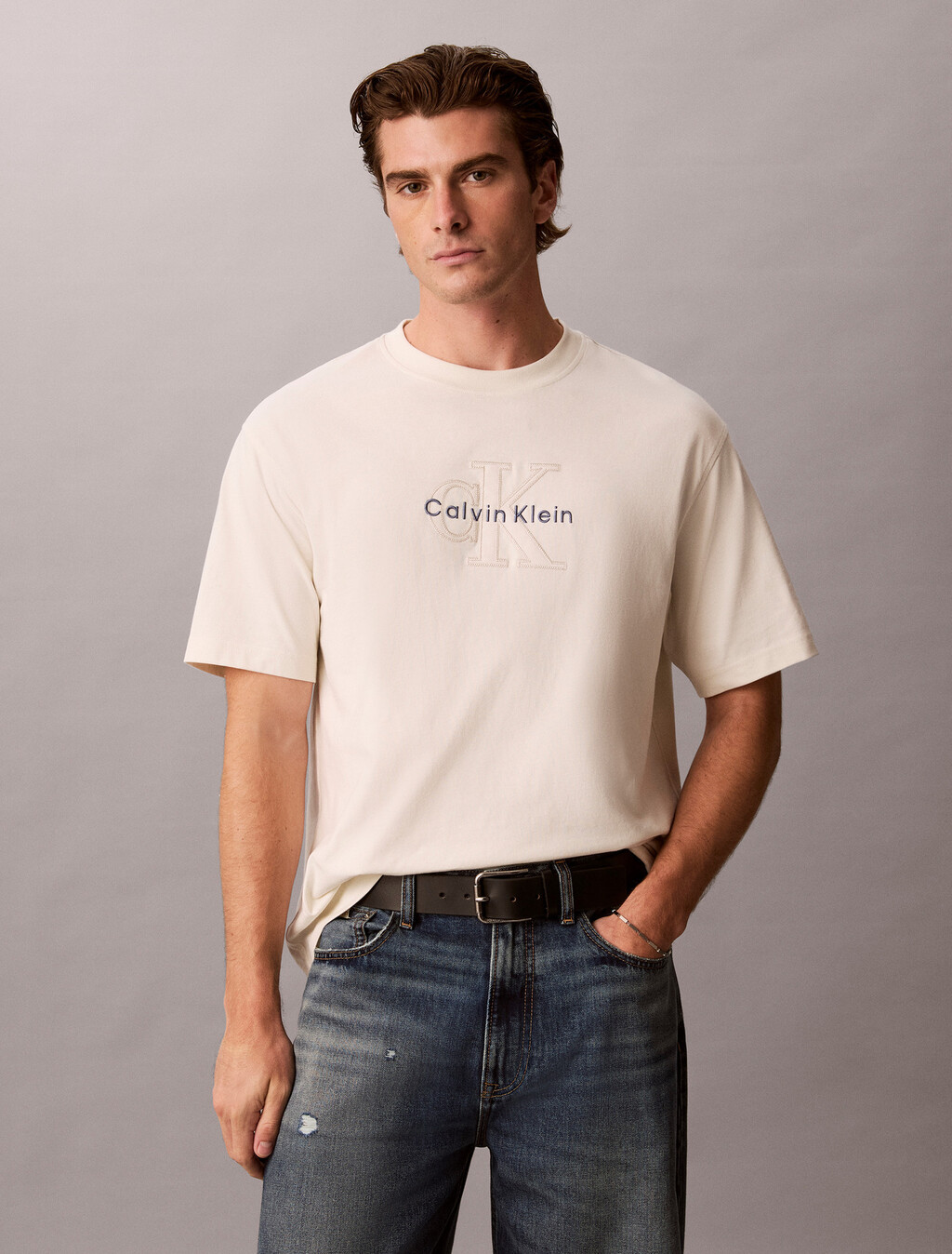 Relaxed Logo Appliqu&eacute; T-shirt, Tofu, hi-res