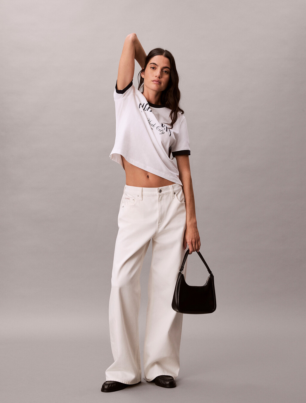 經典標誌寬版滾邊 T 恤, Bright White, hi-res