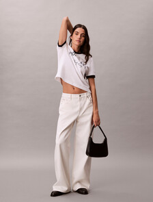 經典標誌寬版滾邊 T 恤, Bright White, hi-res