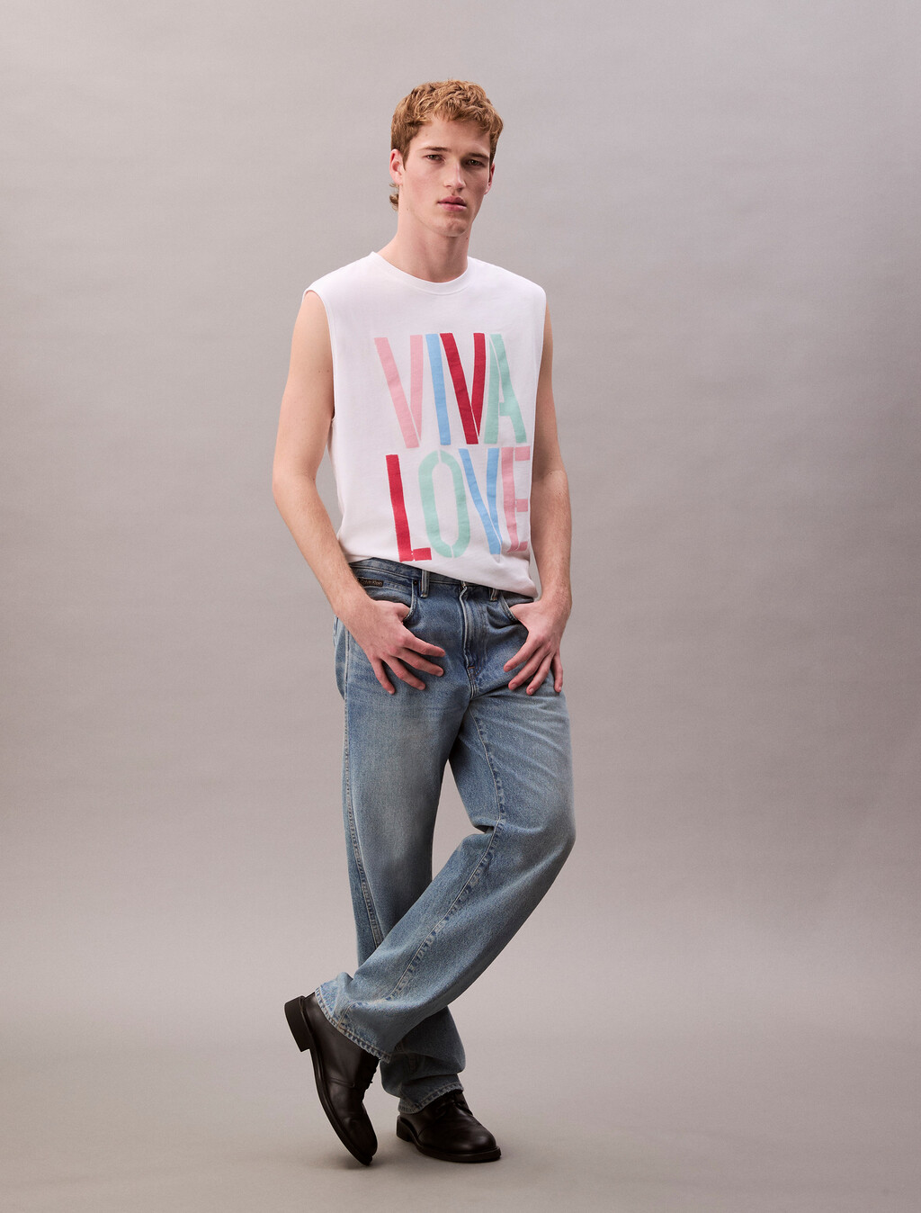 Pride Viva Love Graphic Relaxed Tank Top, Bright White, hi-res