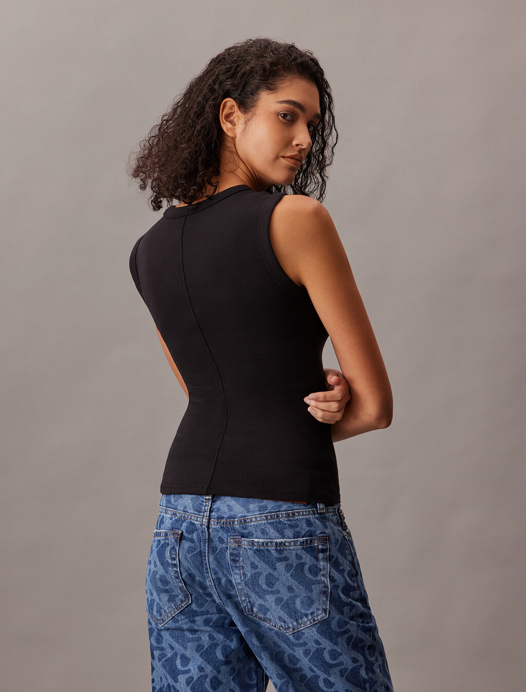 羅紋背心, Black, hi-res