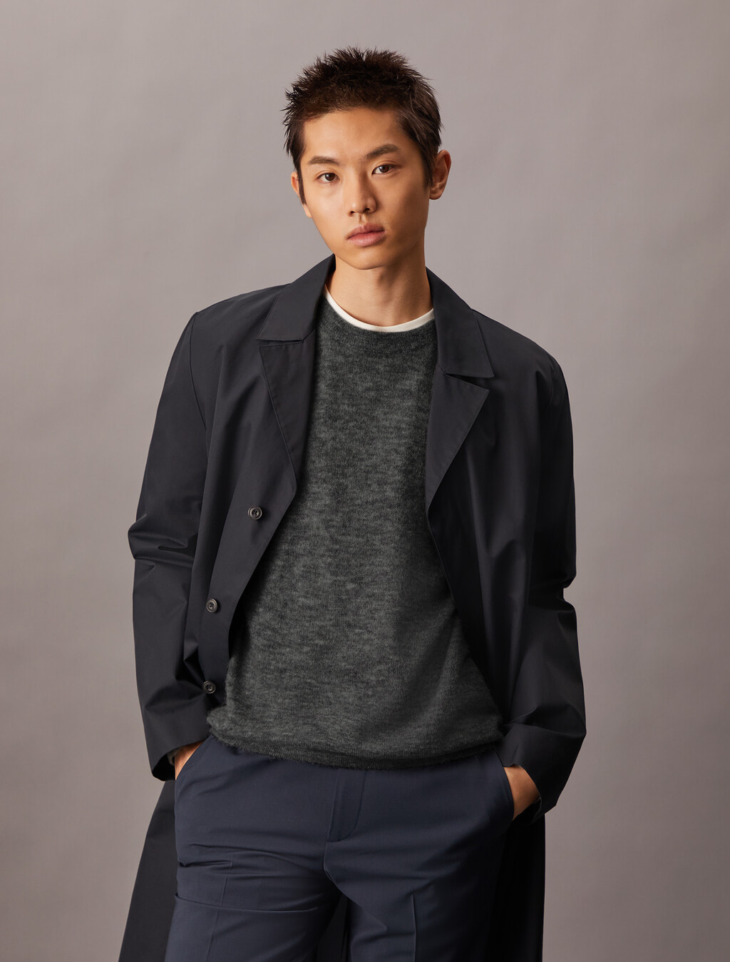 Lightweight Alpaca Blend Crewneck Sweater, Medium Grey Htr, hi-res