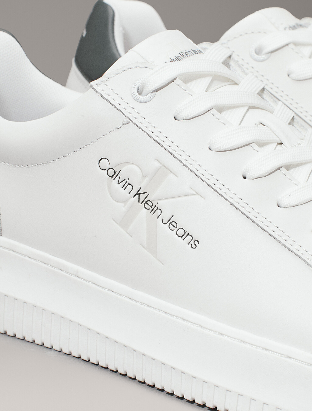 Leather Trainers, Bright White/Green Palm, hi-res