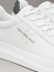 Leather Trainers, Bright White/Green Palm, hi-res
